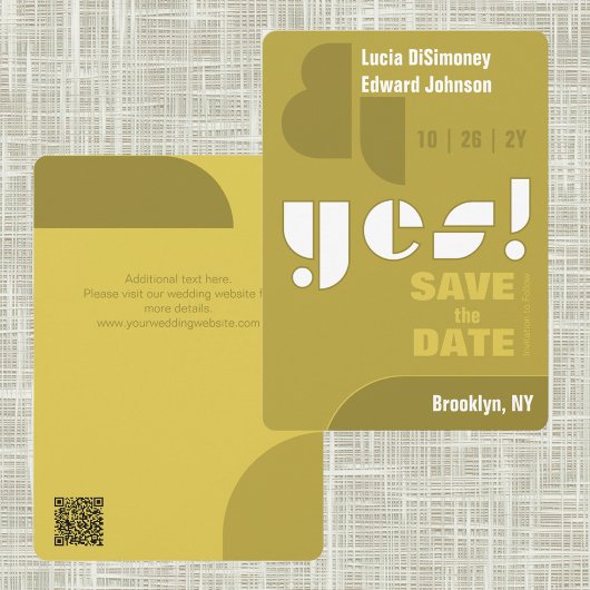 Modern Geometric ja! Green Save the Date Card