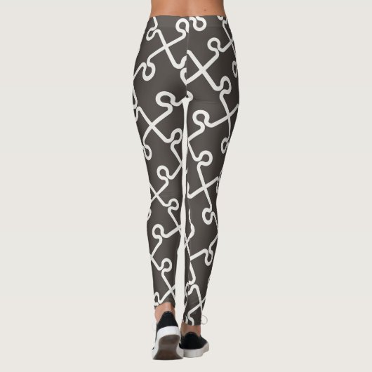 Modern Geometric Jigsaw Puzzle Muster Leggings (Rückseite)