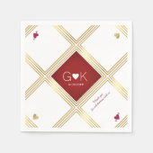 modern & geometric lines with red monogram wedding serviette (Vorderseite)