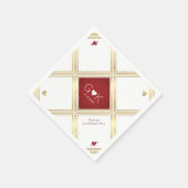 modern & geometric lines with red monogram wedding serviette (Ecke)