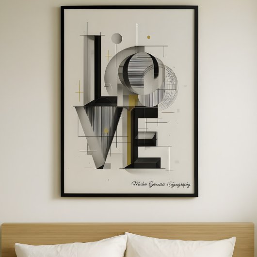Modern Geometric LOVE Typography Abstract Art Poster