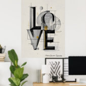 Modern Geometric LOVE Typography Abstract Art Poster (Heimbüro)