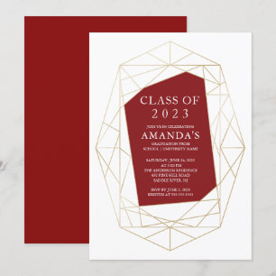 Modern Geometric Maroon Abschluss Einladung
