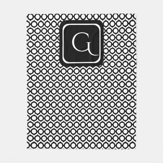 Modern Geometric Monogram Black White Fleecedecke (Vorderseite)