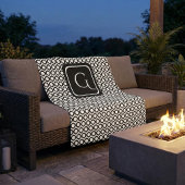 Modern Geometric Monogram Black White Fleecedecke
