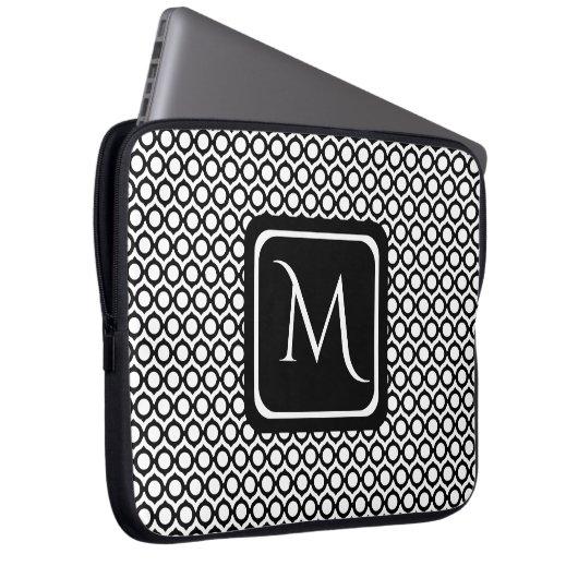 Modern Geometric Monogram Black White Laptopschutzhülle (Vorne Rechts)