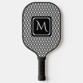 Modern Geometric Monogram Black White Pickleball Schläger (Vorderseite)