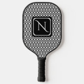 Modern Geometric Monogram Black White Pickleball Schläger (Rückseite)
