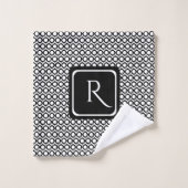 Modern Geometric Monogram Black White Waschlappen (Waschlappen)