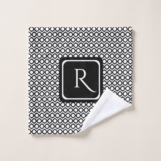 Modern Geometric Monogram Black White Waschlappen (Waschlappen)