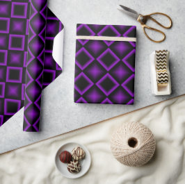 Modern Geometric Pattern Purple and Black Birthday Geschenkpapier