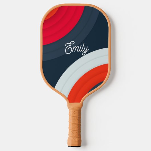 Modern Geometric Personalized Script Name Pickleball Schläger (Rückseite)