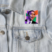 Modern Geometric Portrait of Barack Obama Button (Beispiel)