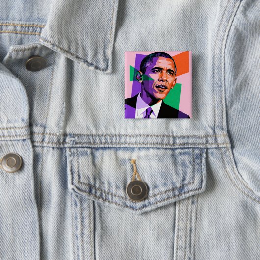 Modern Geometric Portrait of Barack Obama Button (Beispiel)