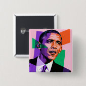 Modern Geometric Portrait of Barack Obama Button (Vorne & Hinten)