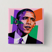 Modern Geometric Portrait of Barack Obama Button (Vorderseite)