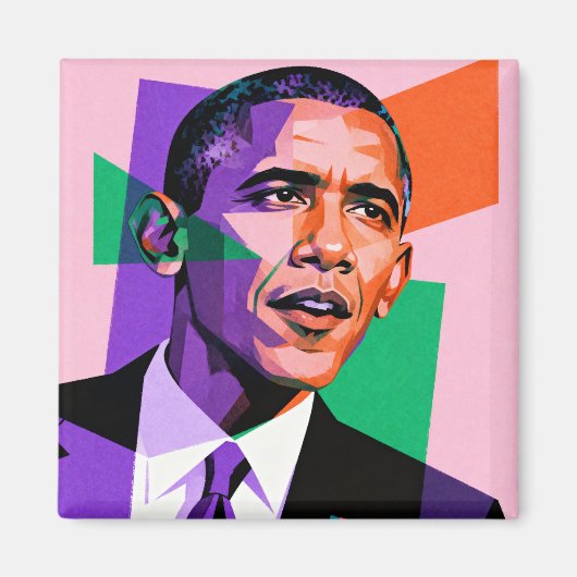 Modern Geometric Portrait of Barack Obama Magnet (Vorne)