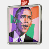 Modern Geometric Portrait of Barack Obama Ornament Aus Metall (Links)