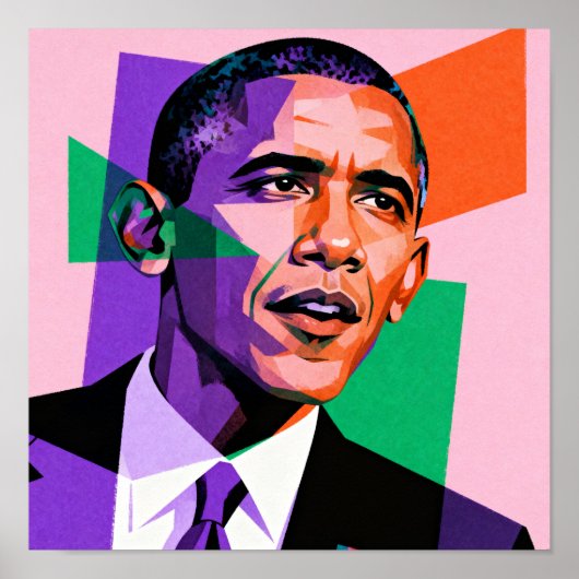 Modern Geometric Portrait of Barack Obama Poster (Vorne)