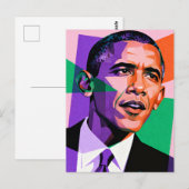 Modern Geometric Portrait of Barack Obama Postkarte (Vorne/Hinten)