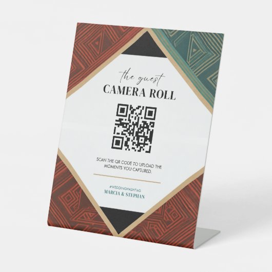 Modern Geometric QR Code Guest Camera Roll Sockelschild (Vorderseite)