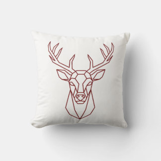 Modern Geometric Red Deer Stag Line Art Kissen