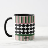 Modern Geometric Sage Green Pink Personalized Tasse (Links)