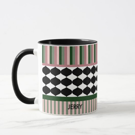 Modern Geometric Sage Green Pink Personalized Tasse (Links)