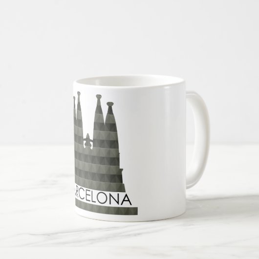 Modern Geometric Sagrada Familia Barcelona Skyline Kaffeetasse (VorderseiteRechts)