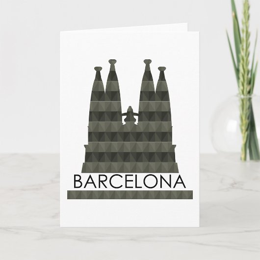 Modern Geometric Sagrada Familia Barcelona Skyline Karte
