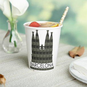 Modern Geometric Sagrada Familia Barcelona Skyline Pappbecher