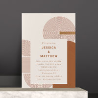 Modern Geometric Shapes Line Terracotta Wedding