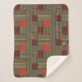 Modern Geometric Stripe Pattern in Red and Tan Sherpadecke (Vorderseite)