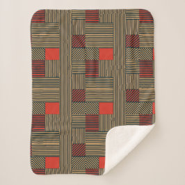 Modern Geometric Stripe Pattern in Red and Tan Sherpadecke