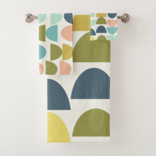 Modern geometric stylish Earthy Boho Blue Green Badhandtuch Set