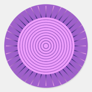 Modern Geometric Sunburst - Amethyst Lila Runder Aufkleber