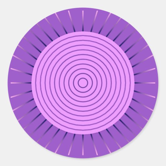 Modern Geometric Sunburst - Amethyst Lila Runder Aufkleber (Vorderseite)