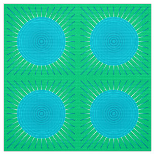 Modern Geometric Sunburst - Blau und Jade Green Stoff