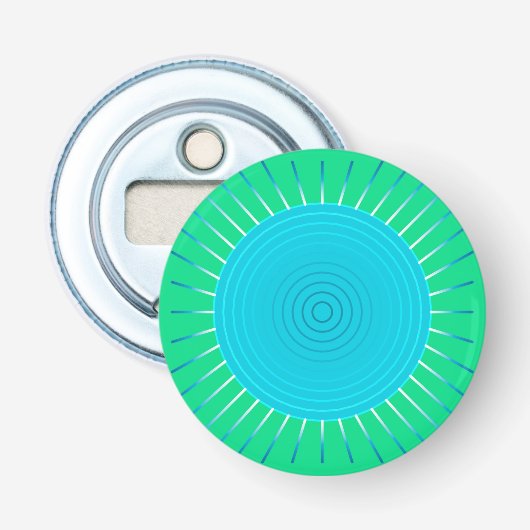 Modern Geometric Sunburst - Blau und Jade Grün Flaschenöffner (Vorderseite)
