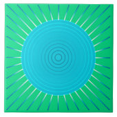 Modern Geometric Sunburst - Blau und Jade Grün Fliese (Vorderseite)