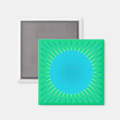 Modern Geometric Sunburst - Blau und Jade Grün Magnet (Vorderseite/Rückseite)