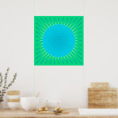 Modern Geometric Sunburst - Blau und Jade Grün Poster (Küche)