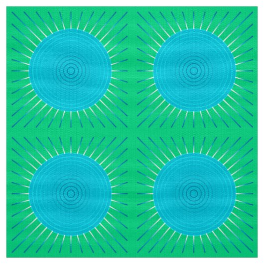 Modern Geometric Sunburst - Blau und Jade Grün Stoff (Muster)