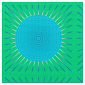 Modern Geometric Sunburst - Blau und Jade Grün Stoff (Nahaufnahme)