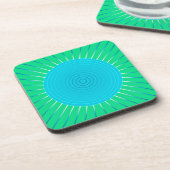 Modern Geometric Sunburst - Blau und Jade Grün Untersetzer (Linke Seite)
