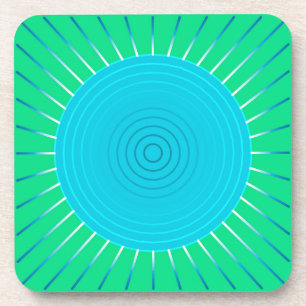 Modern Geometric Sunburst - Blau und Jade Grün Untersetzer