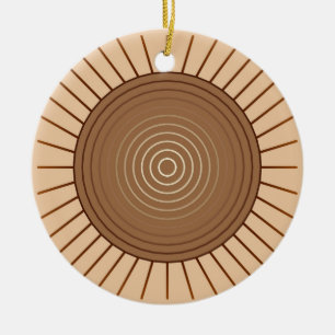Modern Geometric Sunburst - Brown and Tan Keramik Ornament