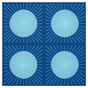 Modern Geometric Sunburst - Cobalt Blue und Aqua Stoff