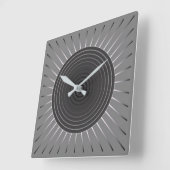 Modern Geometric Sunburst - Dark Hematite Grey Quadratische Wanduhr (Winkel)
