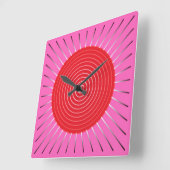 Modern Geometric Sunburst - Fuchsia and Red Quadratische Wanduhr (Winkel)
